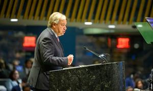 Secretary-General António Guterres addresses the Summit of the Future high-level event at United Nations Headquarters in September 2024.