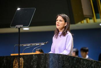 General Assembly President Annalena Baerbock addresses the high-level meeting of the General Assembly on the thirtieth anniversary of the Fourth World Conference on Women. General Assembly President Annalena Baerbock addresses the high-level meeting of the General Assembly on the thirtieth anniversary of the Fourth World Conference on Women.