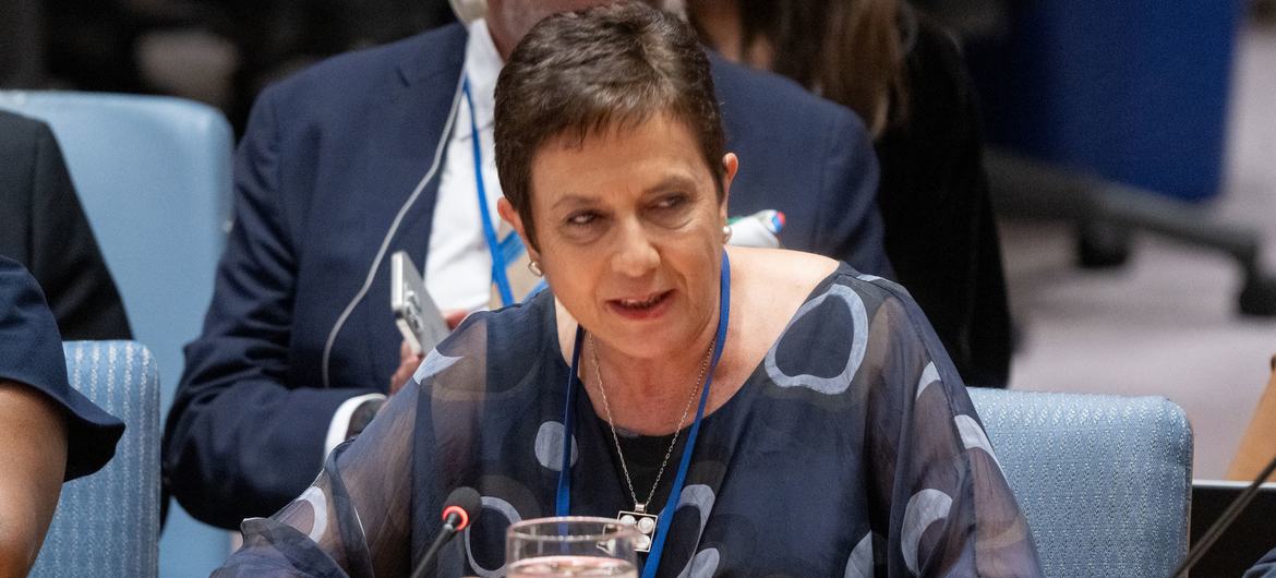 María Isabel Salvador, la Représentante spéciale du Secrétaire général pour Haïti, devant le Conseil de sécurité.