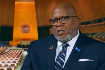 The President of the 78th United Nations General Assembly Ambassador Dennis Francis speaking to UN News.