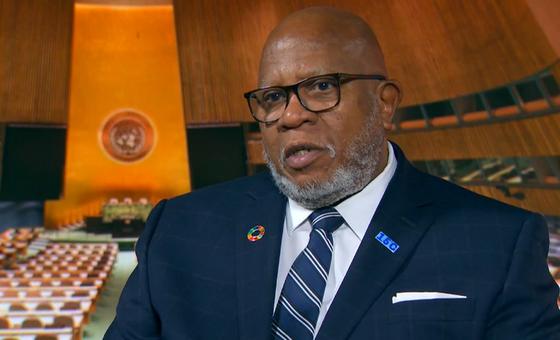 The President of the 78th United Nations General Assembly Ambassador Dennis Francis speaking to UN News.