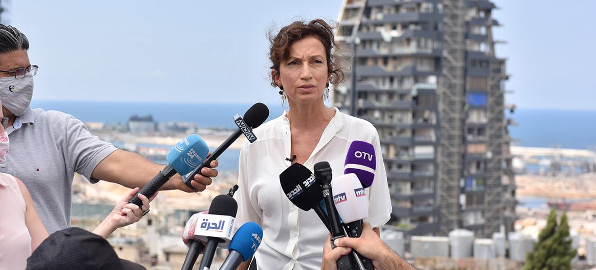 La directora general de la UNESCO, Audrey Azoulay, en Beirut (Foto de archivo).