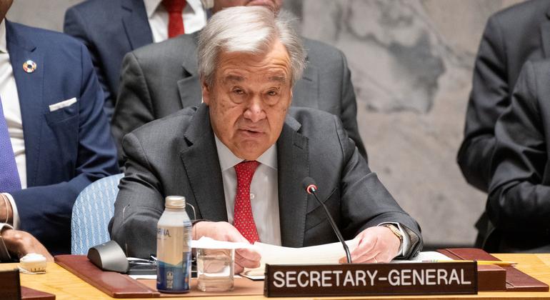 El Secretario General António Guterres interviene en la reunión del Consejo de Seguridad sobre la situación en Oriente Medio, incluida la cuestión palestina.