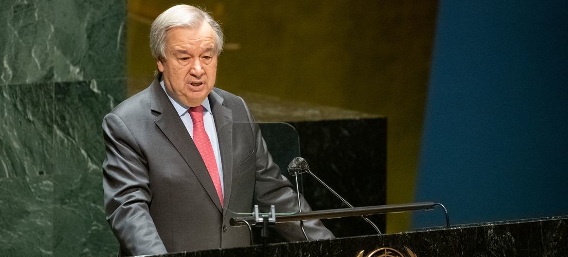 Le Secrétaire général António Guterres s'adresse à l'Assemblée générale des Nations Unies sur la situation en Ukraine.