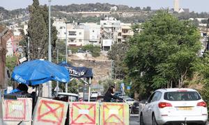 Israeli police at the entrance of Sheikh Jarrah neighborhood, in Jerusalem.