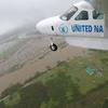 A UN Humanitarian Air Service (UNHAS) plane flies over cyclone-battered Nosy Varika, in  Madagascar.
