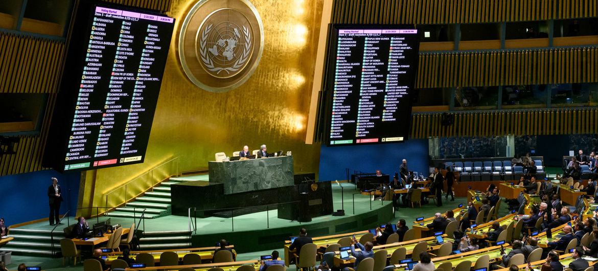 The UN General Assembly adopts a resolution on a just and lasting peace in Ukraine.