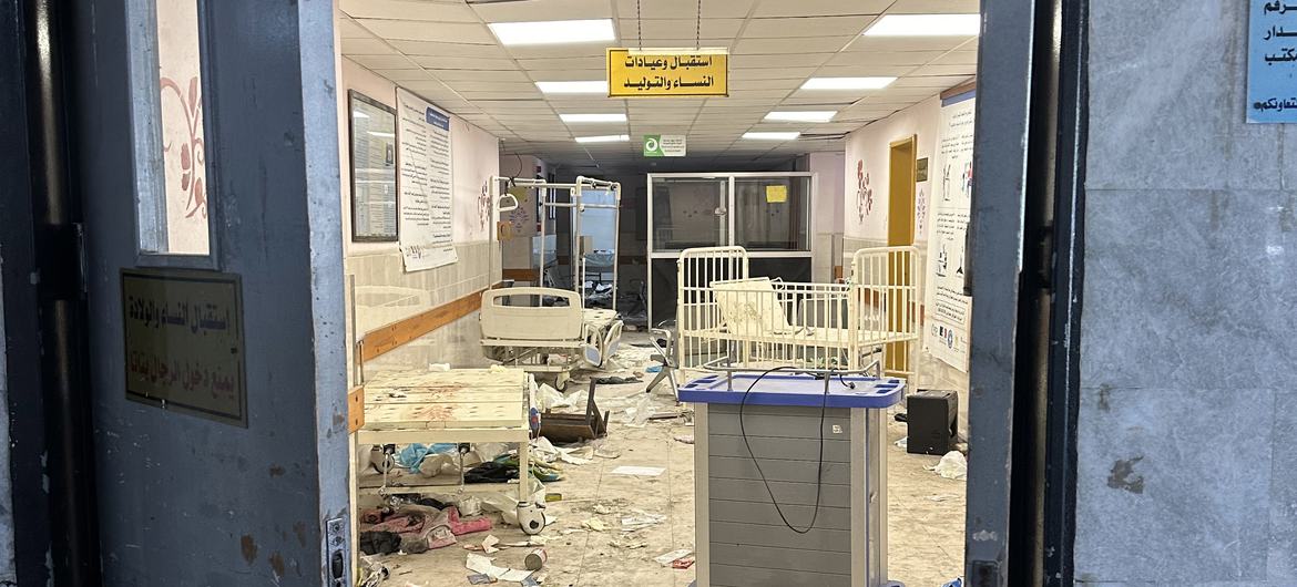位于加沙汗尤尼斯的纳赛尔医疗中心在二月份以色列的猛烈炮击中遭到袭击。