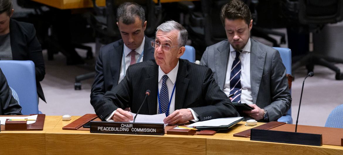 Ambassador Sérgio França Danese of Brazil, Chair of the Peacebuilding Commission, briefs the Security Council meeting on maintenance of international peace and security of African States.