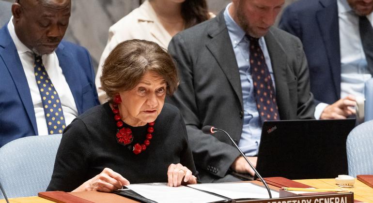 Subsecretária-geral da ONU para Assuntos Políticos, Rosemary DiCarlo, falou ao Conselho de Segurança e mostrou evidências da intensificação de ataques em solo ucraniano.