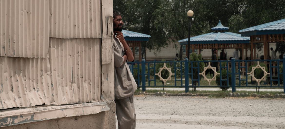 A man gazing into the distance at the Avicenna Drug Treatment Centre in Kabul, Afghanistan.