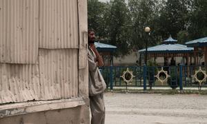 A man gazing into the distance at the Avicenna Drug Treatment Centre in Kabul, Afghanistan.