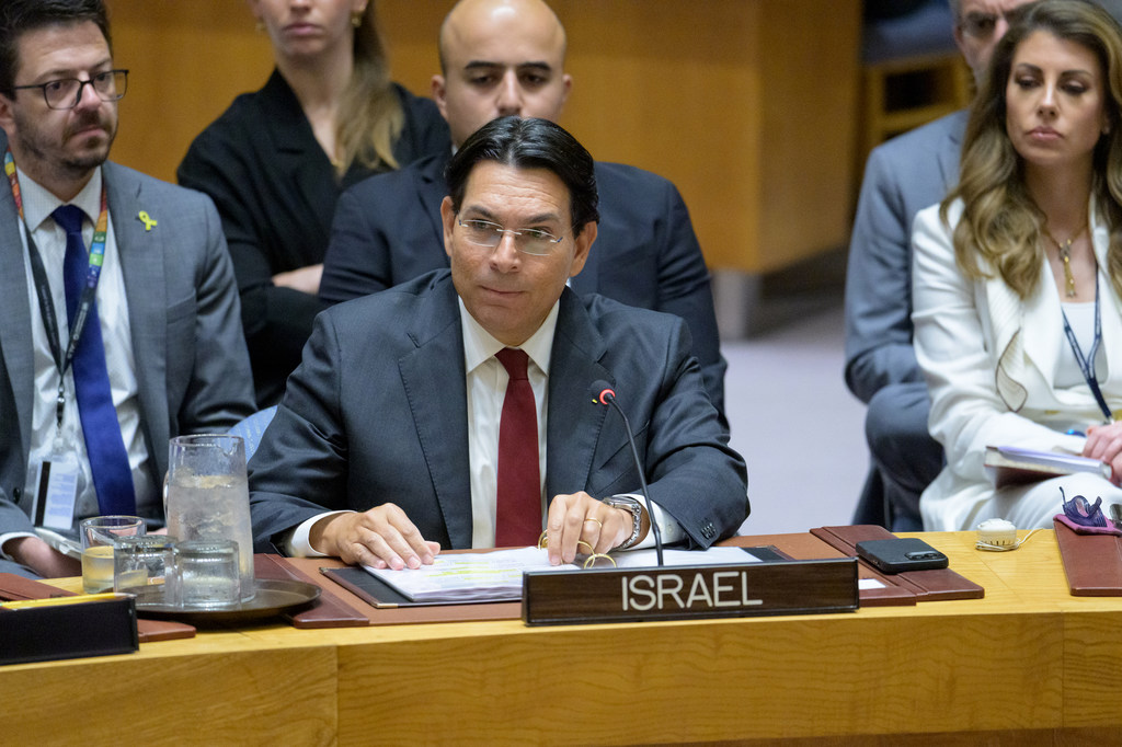 Balozi Danny Danon wa Israel akihutubia katika mkutano wa Baraza la Usalama kuhusu hali ya Mashariki ya Kati, likiwemo swali la Wapalestina.