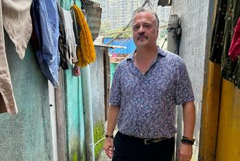 Denis Jobin, senior evaluation officer at UNICEF, stands in the middle of the Mathare slum in Nairobi.