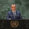 وزير خارجية أذربيجان جيهون بيراموف يلقي كلمة بلاده أمام المناقشة السنوية للجمعية العامة للأمم المتحدة في دورتها الثامنة والسبعين.