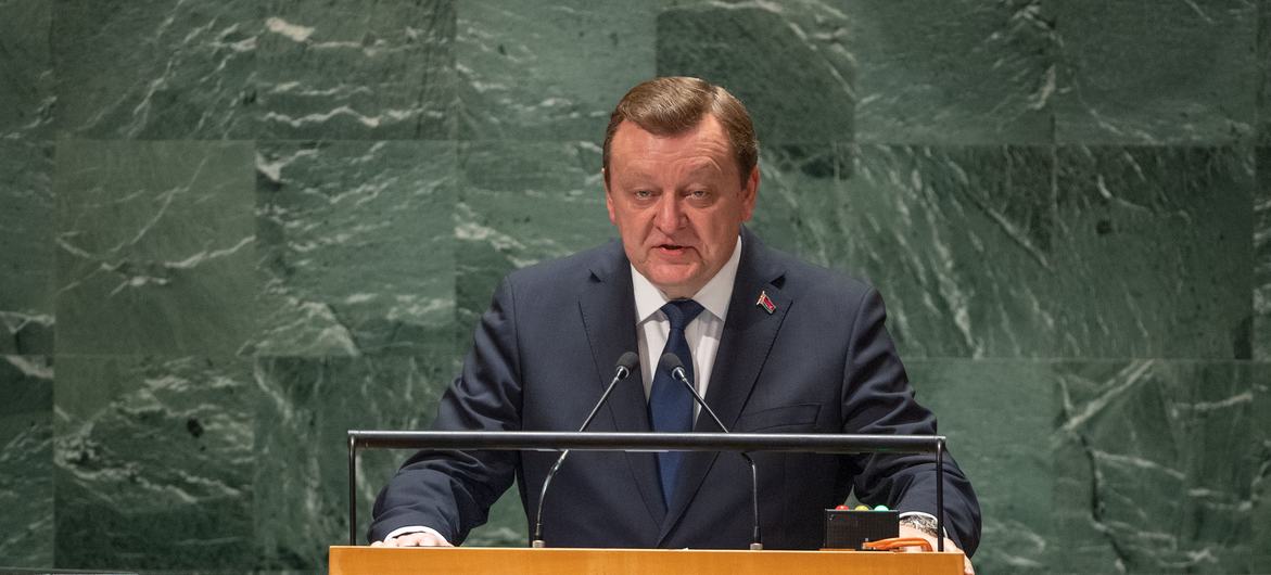 Министр иностранных дел Беларуси обращается к Генассамблее ООН.  