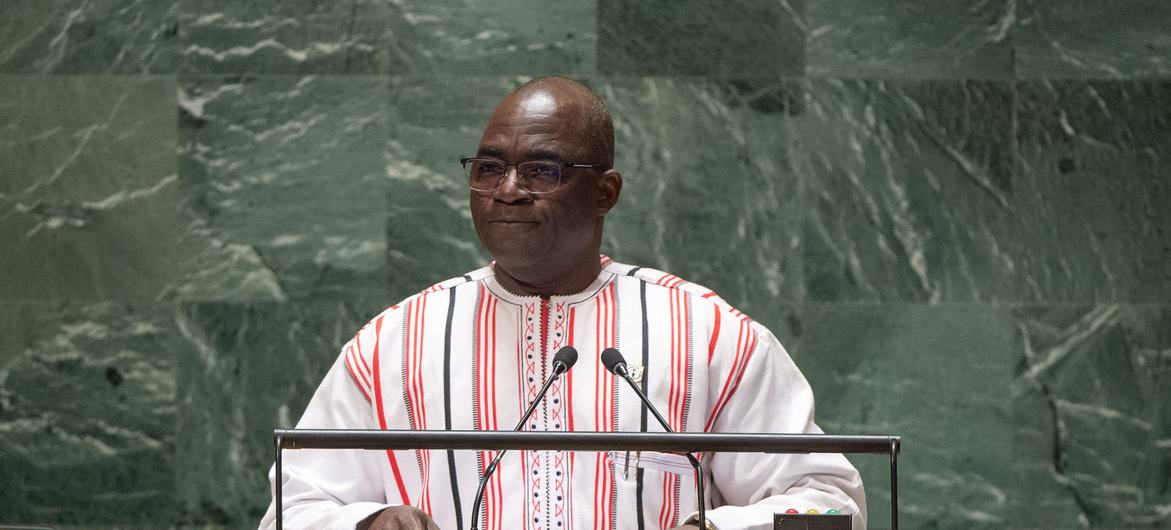 Bassolma Bazié, ministre de la Fonction publique du Burkina Faso, au débat général de l'Assemblée générale des Nations Unies.