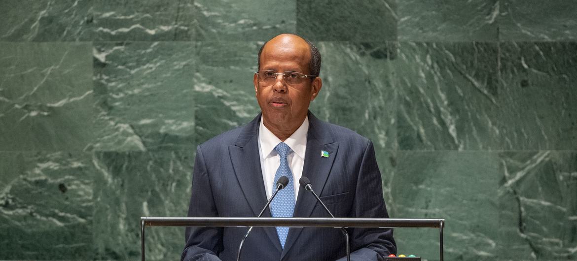 وزير خارجية جيبوتي، محمود علي يوسف يلقي كلمة بلاده أمام المناقشة العامة للجمعية العامة للأمم المتحدة في دورتها الثامنة والسبعين.