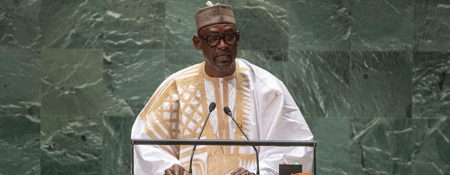 Le chef de la diplomatie du Mali, Abdoulaye Diop, au débat général de l'Assemblée générale des Nations Unies.