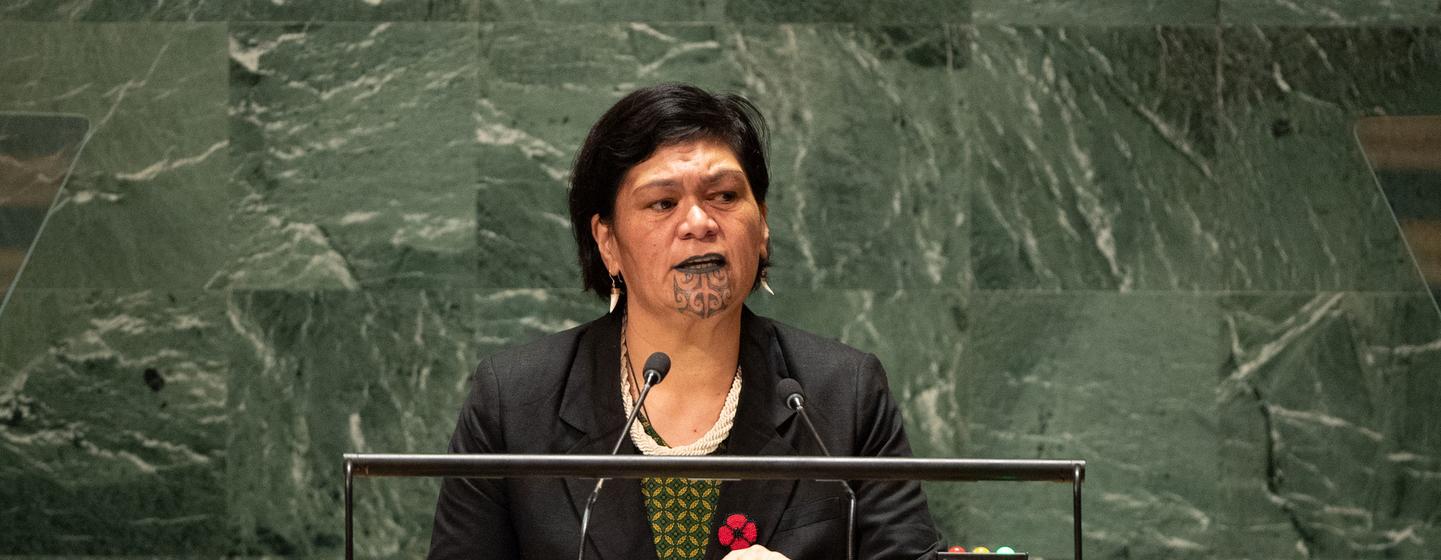 新西兰外交部长纳纳娅·马胡塔在联大第78届会议一般性辩论上发言。