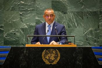O presidente são-tomense, Carlos Manuel Vila Nova, na Cúpula do Futuro