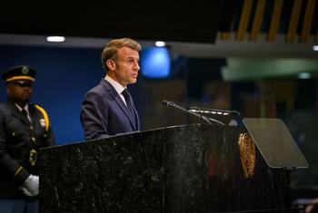 法国总统埃马纽埃尔·马克龙在联合国第80届会议一般性辩论中发表讲话。