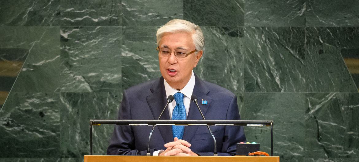 Президент Казахстана на трибуне Генассамблеи ООН.