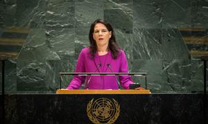 General Assembly President Annalena Baerbock addresses the opening of the general debate of the UN General Assembly's 80h session.