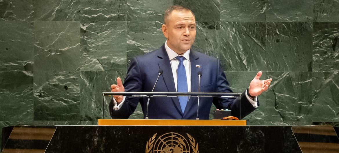 President Karol Nawrocki of Poland addresses the general debate of the General Assembly's eightieth session.