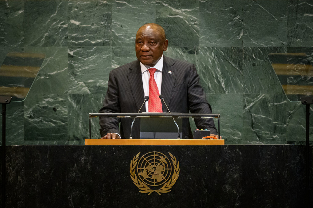 Rais Cyril Matamela Ramaphosa wa Afrika Kusini akihutubia Mjadala Mkuu wa kikao cha themanini cha Baraza Kuu. la Umoja wa Mataifa