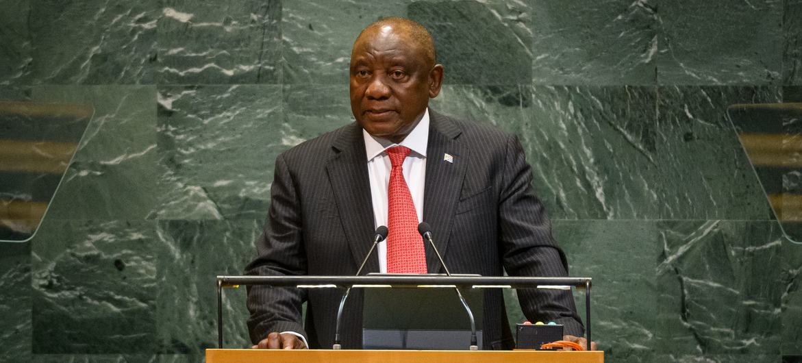 Rais Cyril Matamela Ramaphosa wa Afrika Kusini akihutubia Mjadala Mkuu wa kikao cha themanini cha Baraza Kuu. la Umoja wa Mataifa