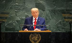 President Donald Trump of the United States addresses the general debate of the General Assembly's 80th session.