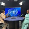 Yejide Olato-Kumbo-Aina akizungumza na Flora Nducha wa Habari za UN Kiswahili wakati wa mahojiano katika UNGA80 katika studio ya utangazaji.
