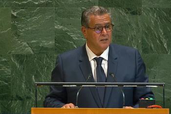  عزيز أخنوش رئيس الوزراء المغربي كلمة بلاده أمام المناقشة العامة للجمعية العامة للأمم المتحدة.