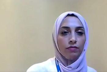 مها حجازي، إحدى موظفات الأونروا التي خرجت من غزة إلى مصر.