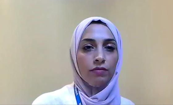 Maha Hijazi from UNRWA who recently fled from Gaza to Egypt.
