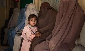 The waiting room at a UNICEF-supported clinic in Kandahar, Afghanistan.