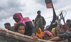 Rohingya refugees arrive by boat from Myanmar on the Bay of Bengal to Teknaf in Cox's Bazar District, Bangladesh. (file)