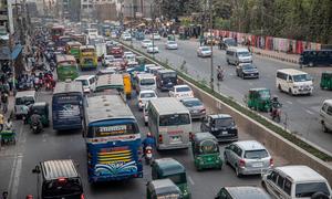 A busy street in the Bangladeshi capital, Dhaka.