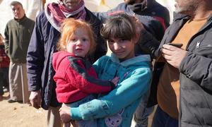 Families displaced by the earthquake that struck Syria are living in temporary shelters in Afrin, northwest Syria.