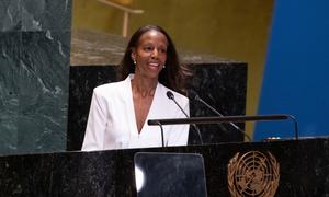 Sarah Lewis, Associate Professor at Harvard University and Founder of Vision & Justice, addresses the UN General Assembly Commemorative meeting on the occasion of the International Day for the Elimination of Racial Discrimination.