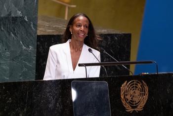 Sarah Lewis, Associate Professor at Harvard University and Founder of Vision & Justice, addresses the UN General Assembly Commemorative meeting on the occasion of the International Day for the Elimination of Racial Discrimination.