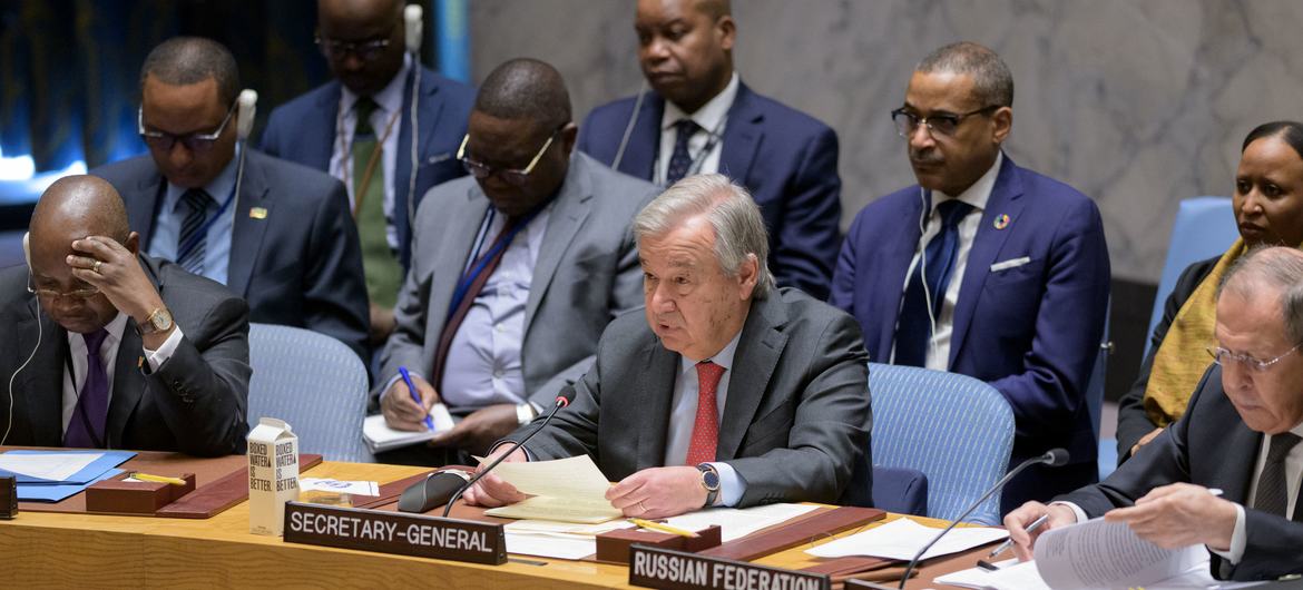 Secretary-General António Guterres addresses UN Security Council meeting on maintenance of international peace and security.