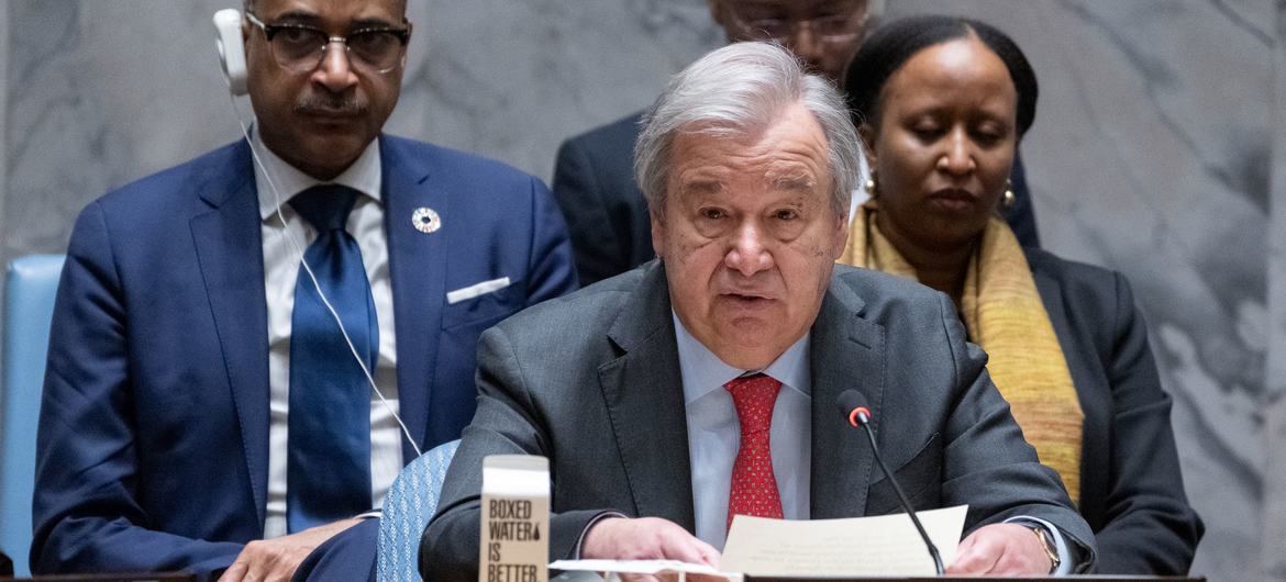 El Secretario General António Guterres interviene en la reunión del Consejo de Seguridad sobre Mantenimiento de la paz y la seguridad internacionales.