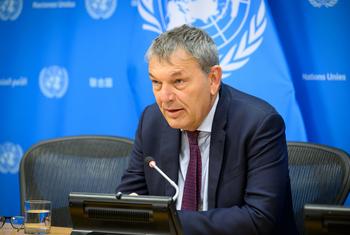 Philippe Lazzarini, Commissioner-General of the UN Relief and Works Agency for Palestine Refugees in the Near East, briefs journalists on UNRWA and latest developments in Gaza. (file)
