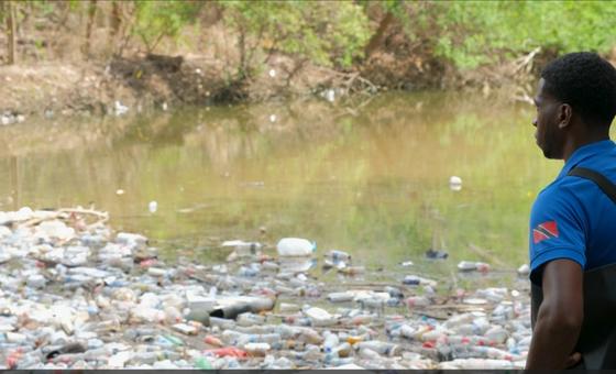 Plastic waste on Maraval River, Trinidad
