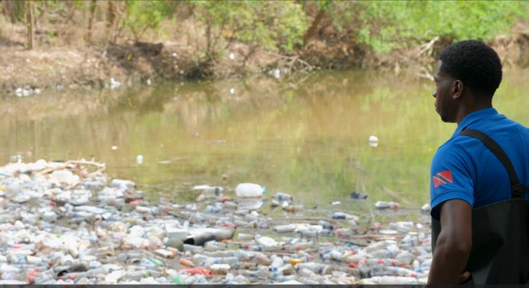 Plastic waste on Maraval River, Trinidad