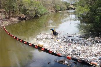 The UNDP is supporting a project to capture plastic waste from the Maraval River, Trinidad