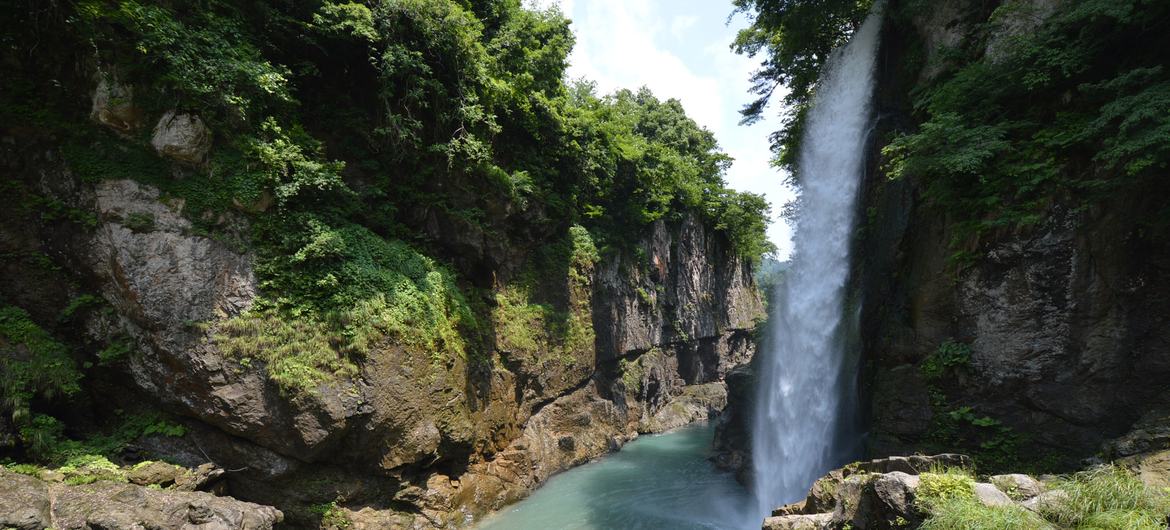 Watagataki waterfall in the Tedori Gorge, Japan. 