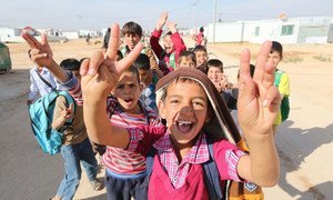 Niños refugiados en el campamento de Zaatari en Jordania.